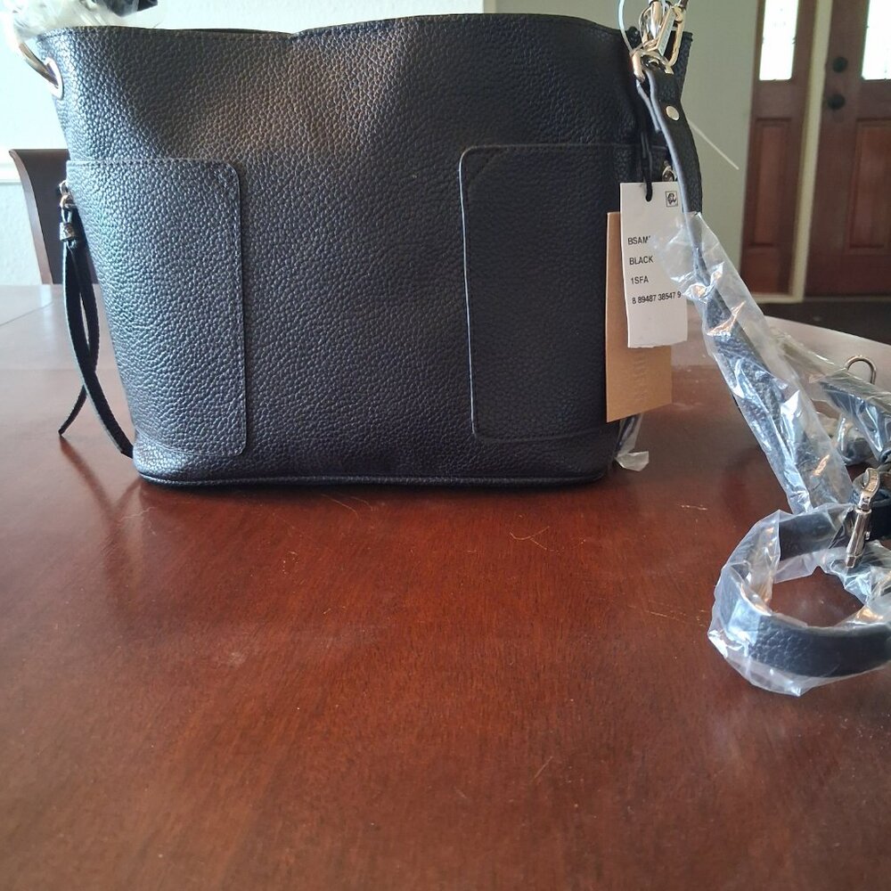 Black Leather Steve Madden Purse with Silver Trim - Picture 6 of 9